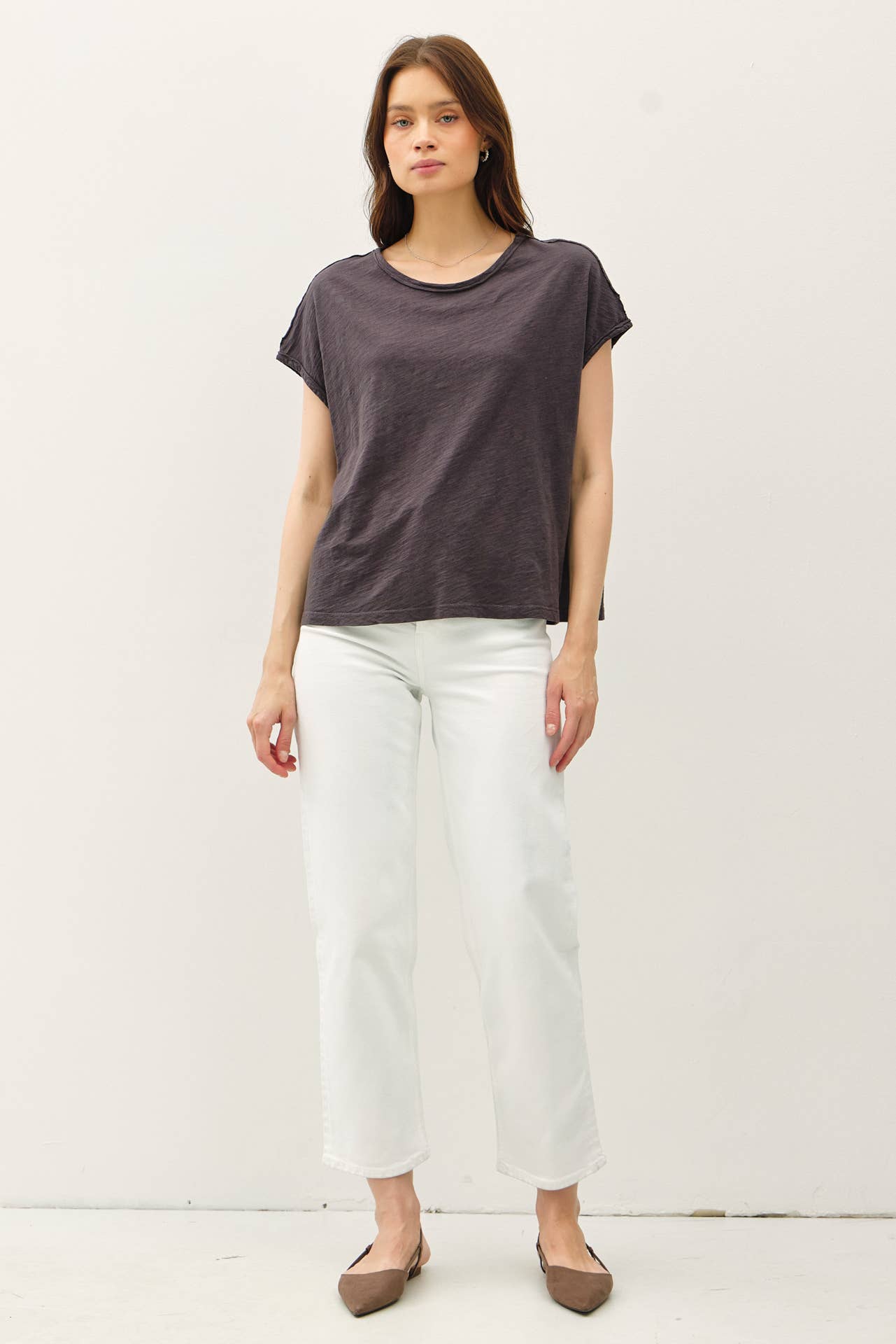 Boxy Muscle Top - Charcoal