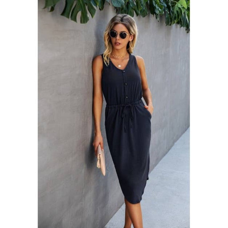 V Neck Sleeveless Dress