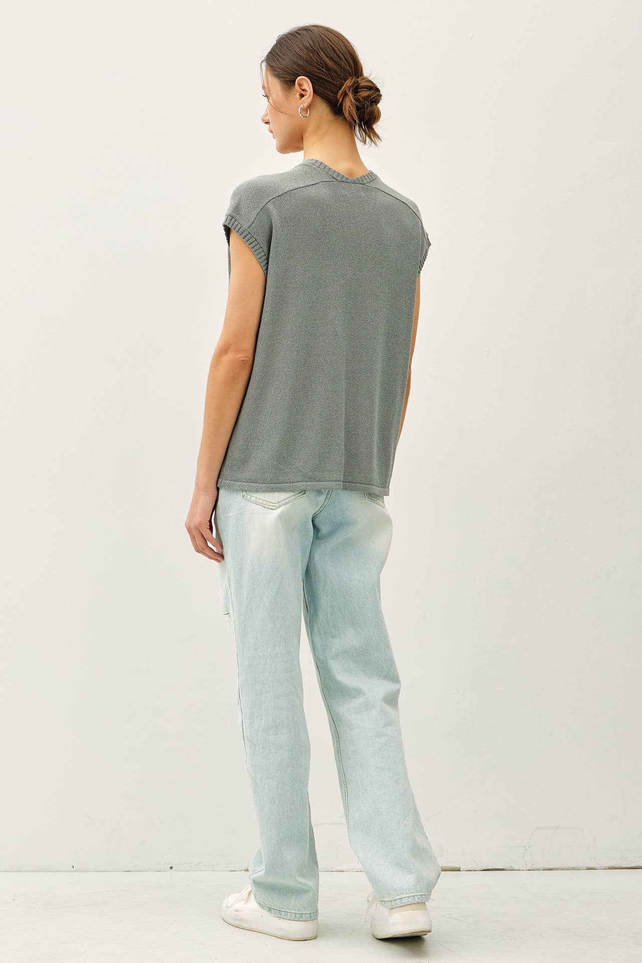 V-neck Sweater Tee - Smoke