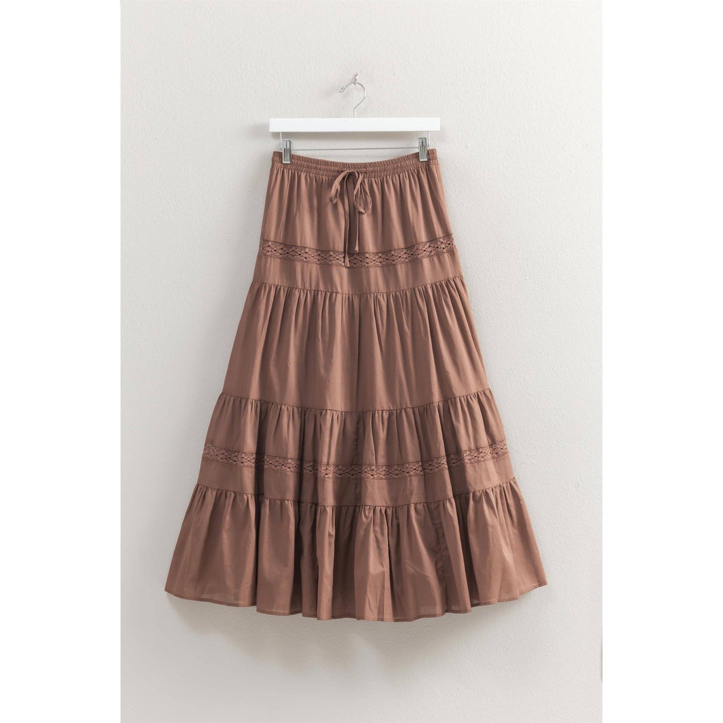 High-Waist Cotton Voile Tiered Maxi Skirt