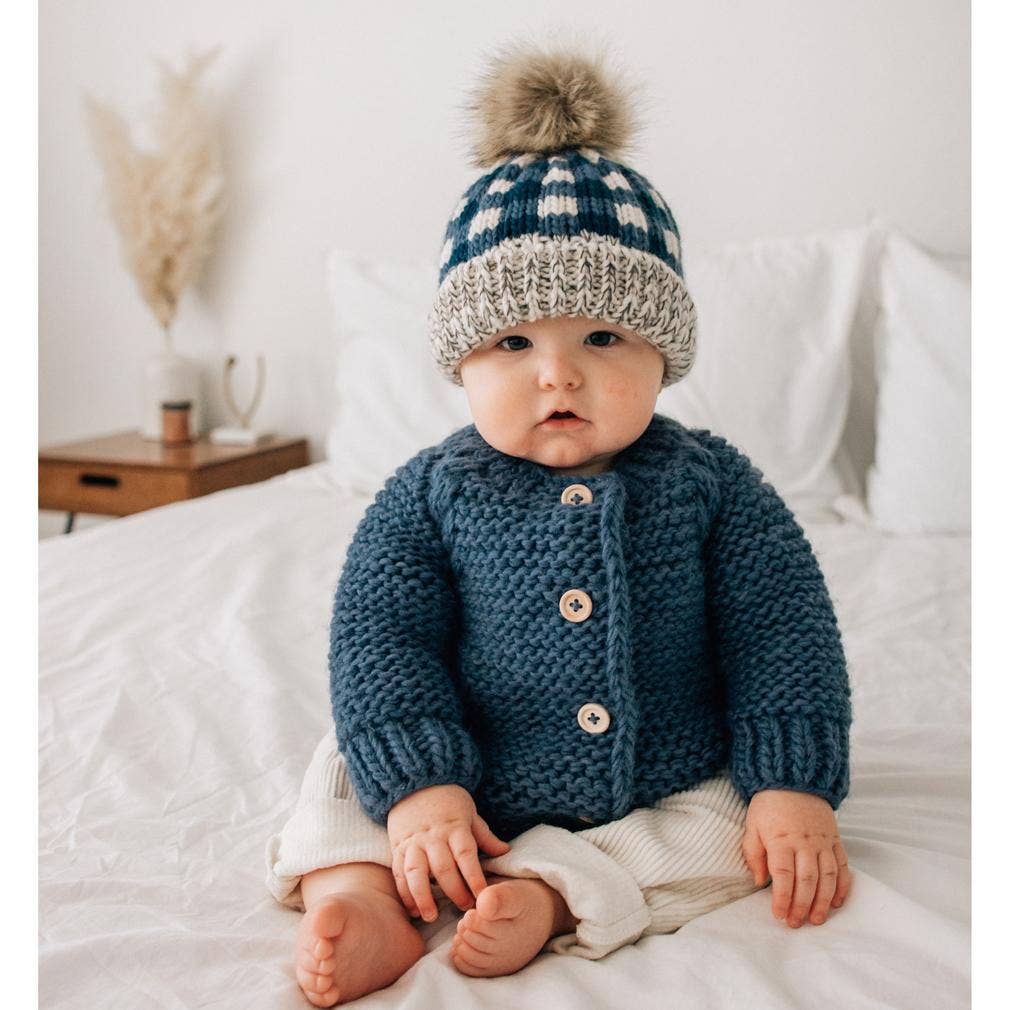 Atlantic Buffalo Check Pom Pom Beanie Hat: M (6-24 months)