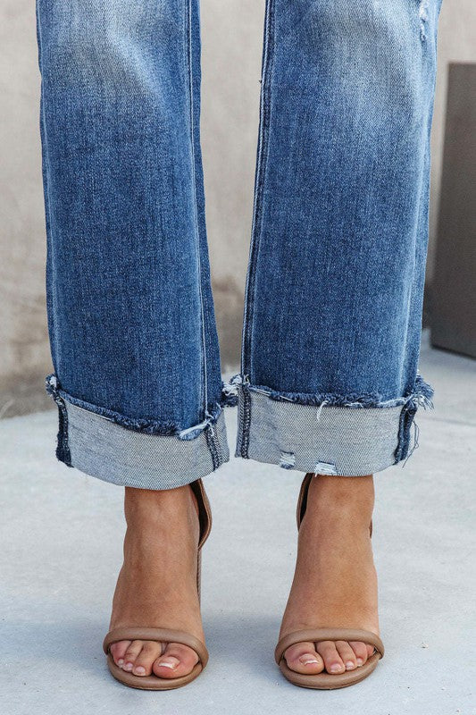 Asymmetrical cross over jean