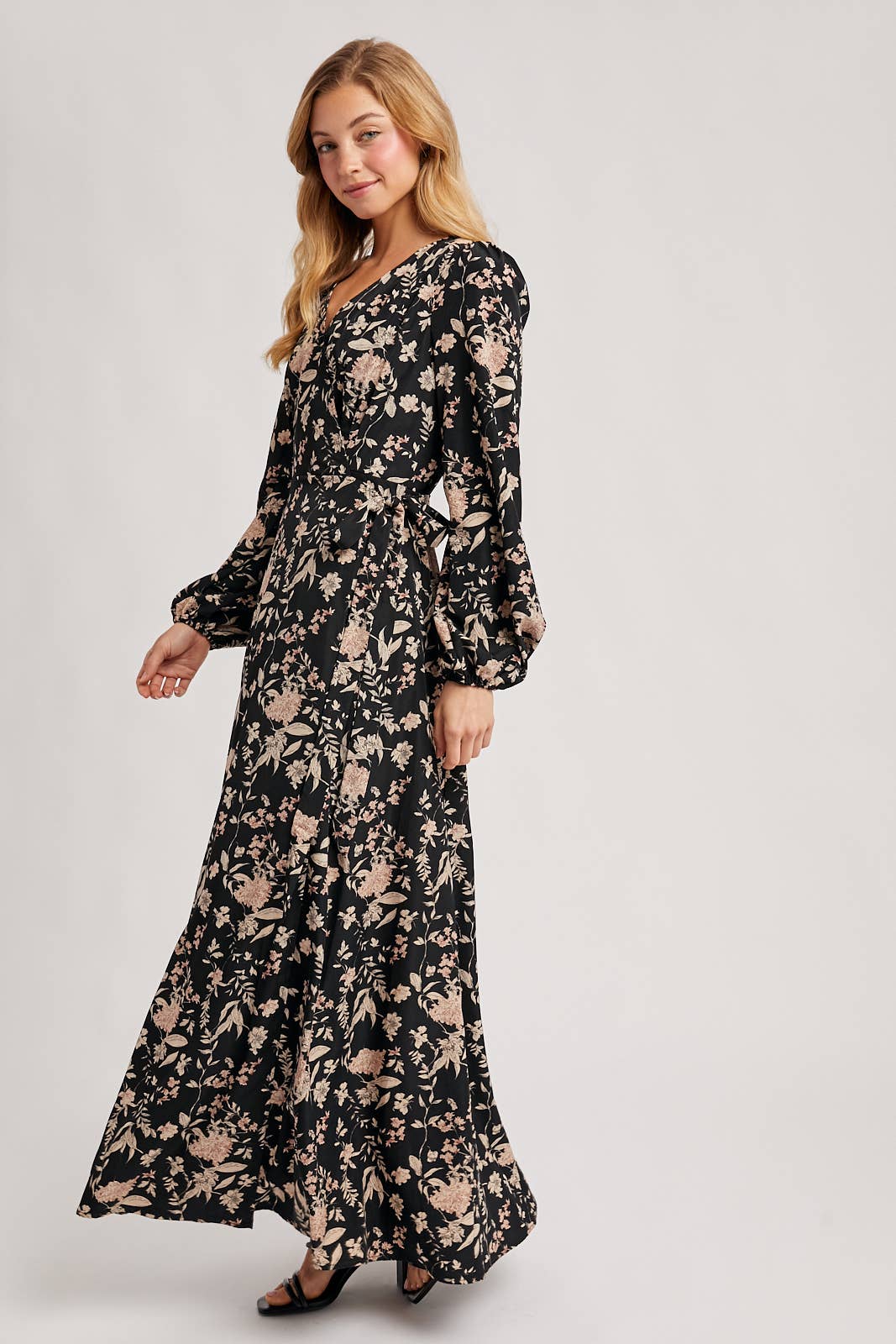Wrap Maxi Dress w/ Floral Print