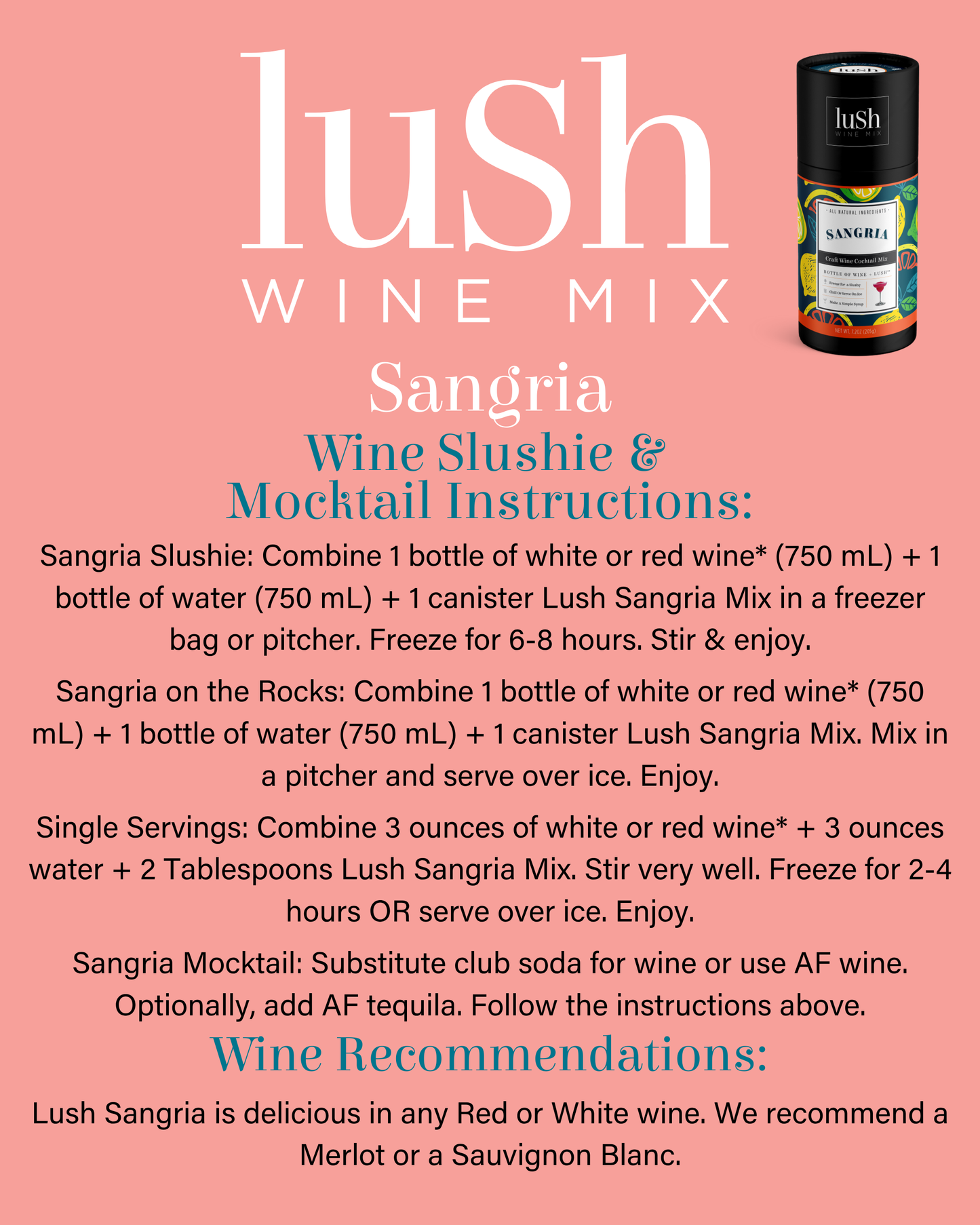 Sangria Wine Slushie - 8+Servings Organic Cocktails Mocktail