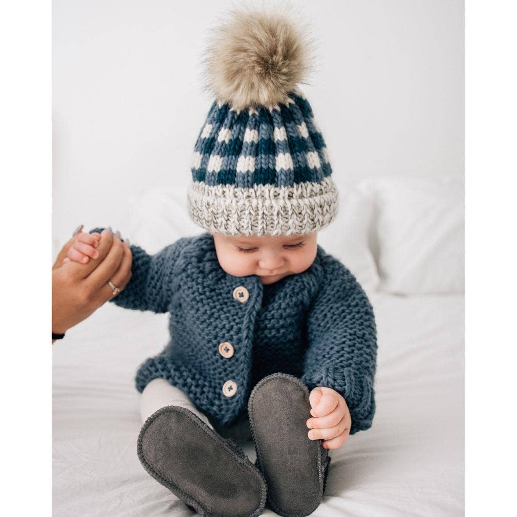 Atlantic Buffalo Check Pom Pom Beanie Hat: M (6-24 months)