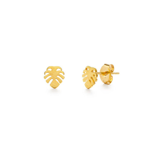 Tiny Monstera Leaf Stud Earrings