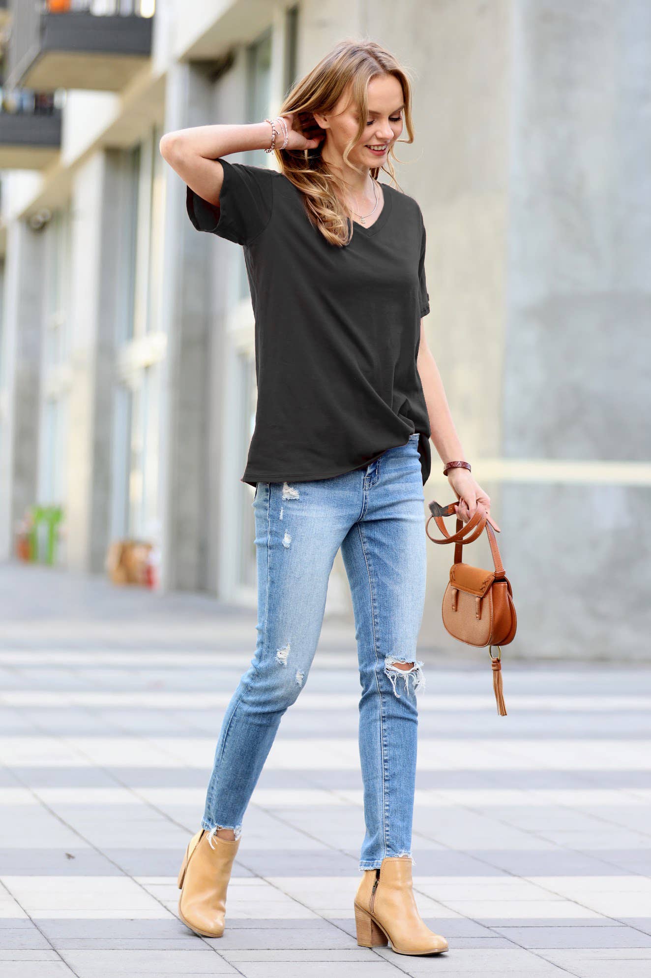 Cotton Boyfriend V Neck Tee