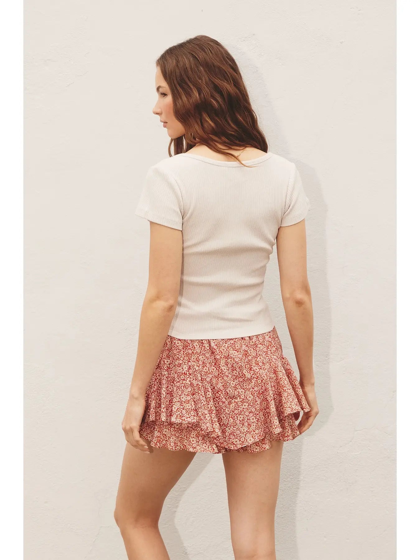 Button-Down Scoop Neck Tee