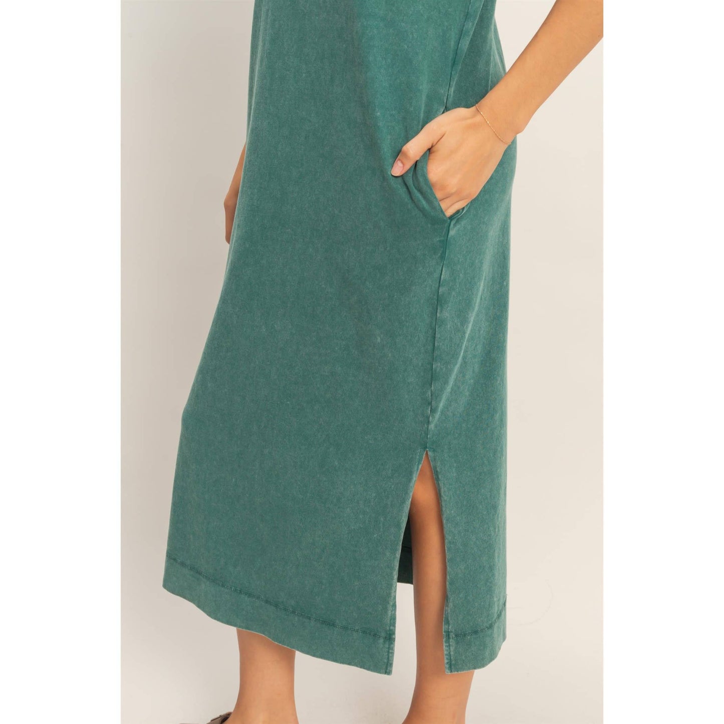 Cap Sleeve Midi Dress - Dark Teal