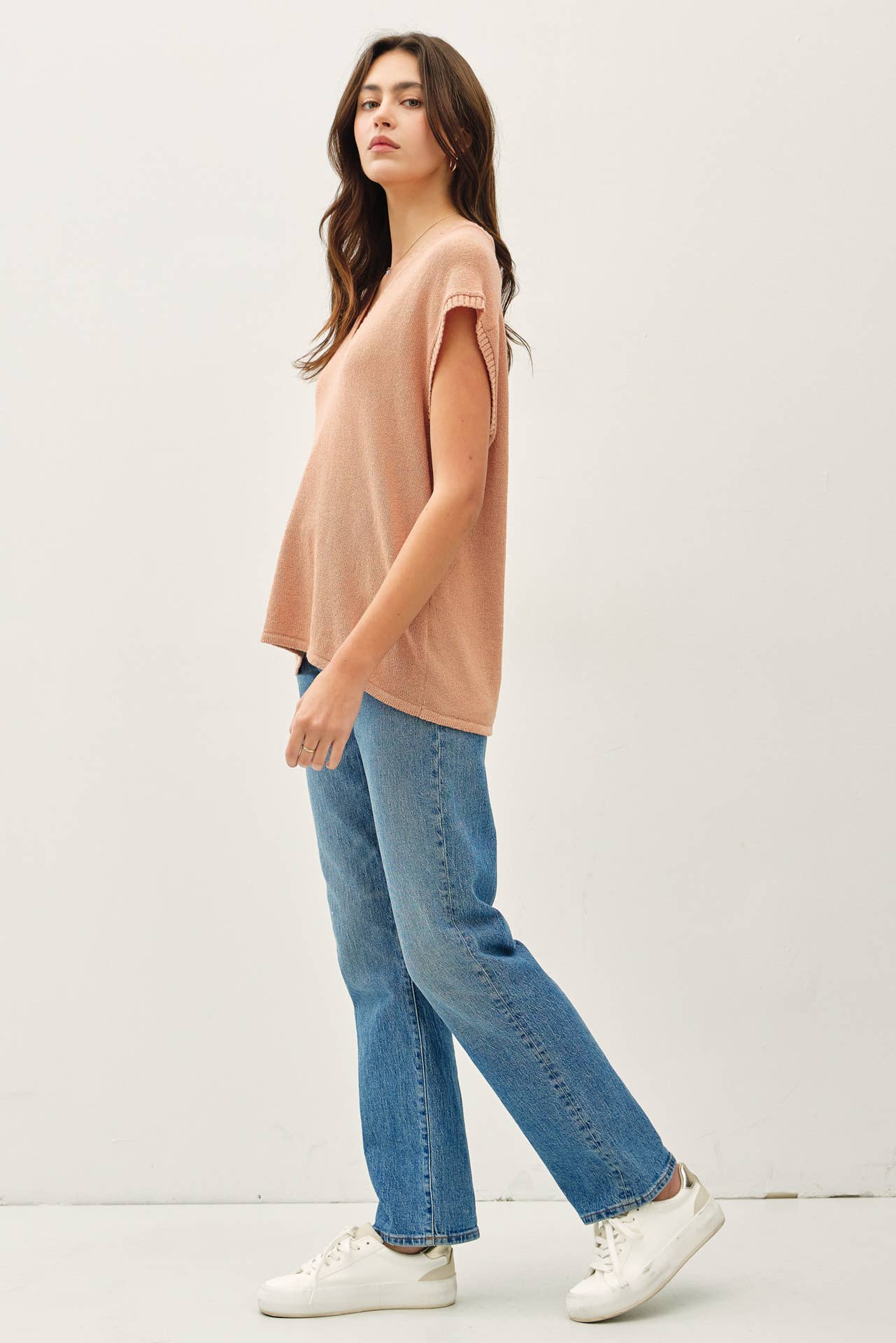Linen Blended, Cap Sleeve Tee