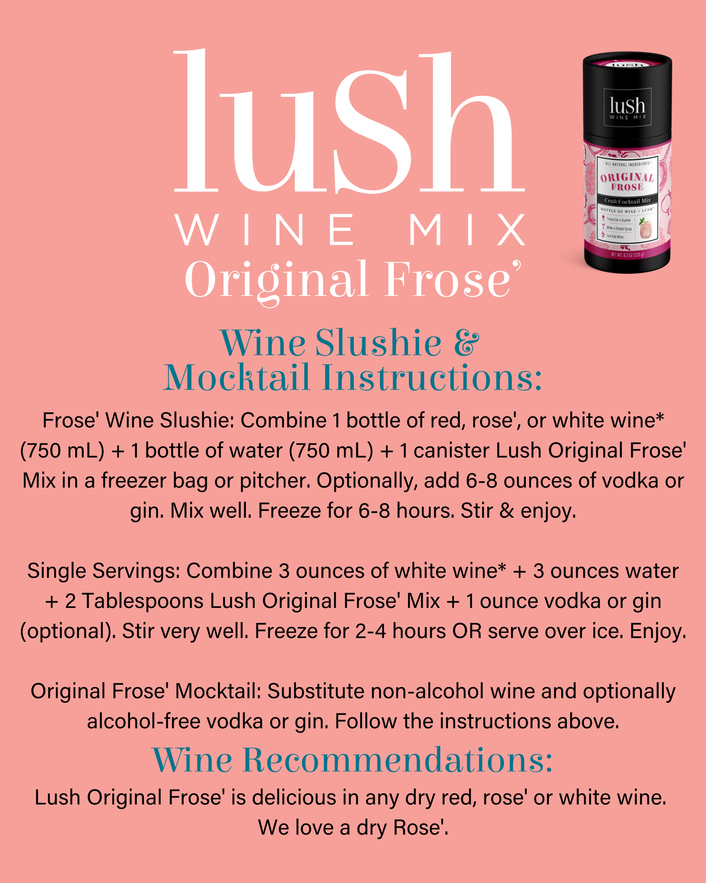 Original Frose Wine Slushie - 8+ Organic Cocktails Mocktails
