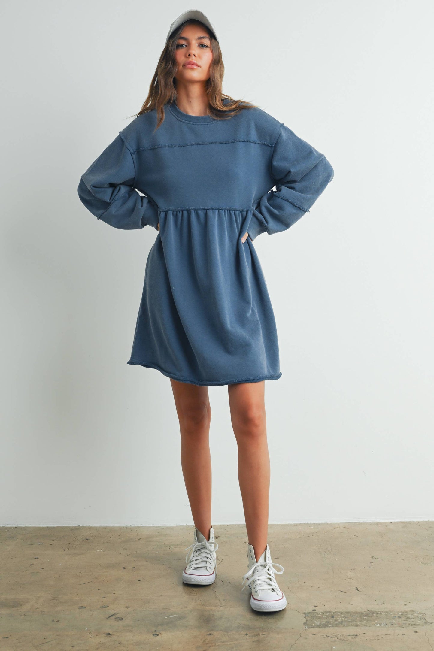 Full Sleeve Mini Dress - Navy