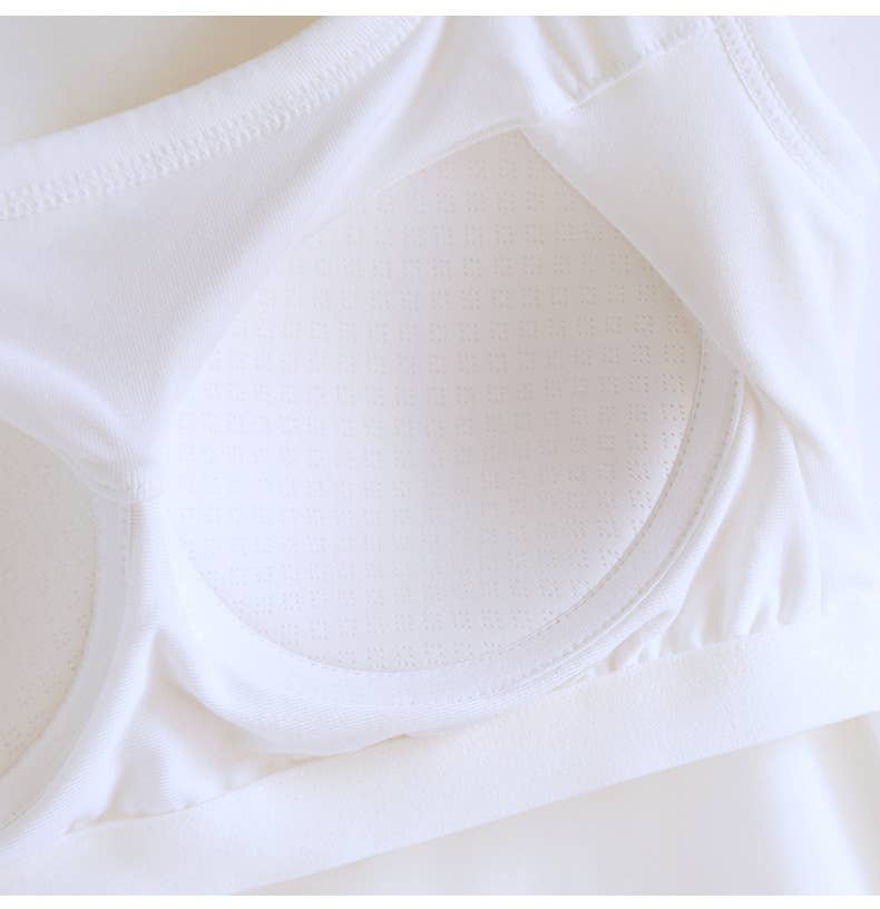 Cotton Blend Built-In Bra Tank Top - White