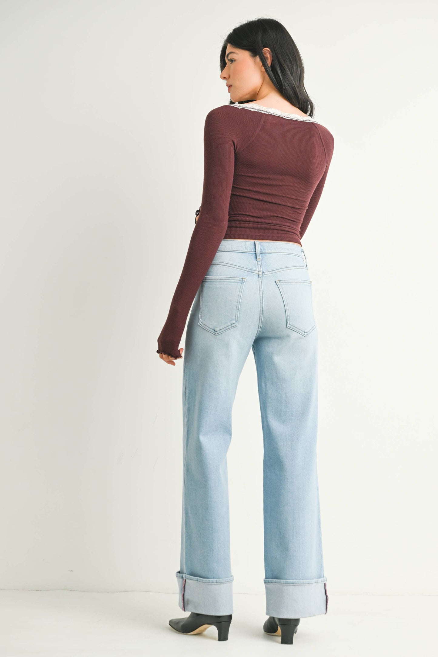 Cuffed Palazzo Jeans