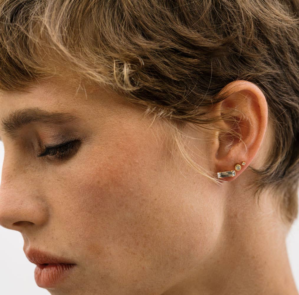 Baguette Stud Earrings - Clear Crystal