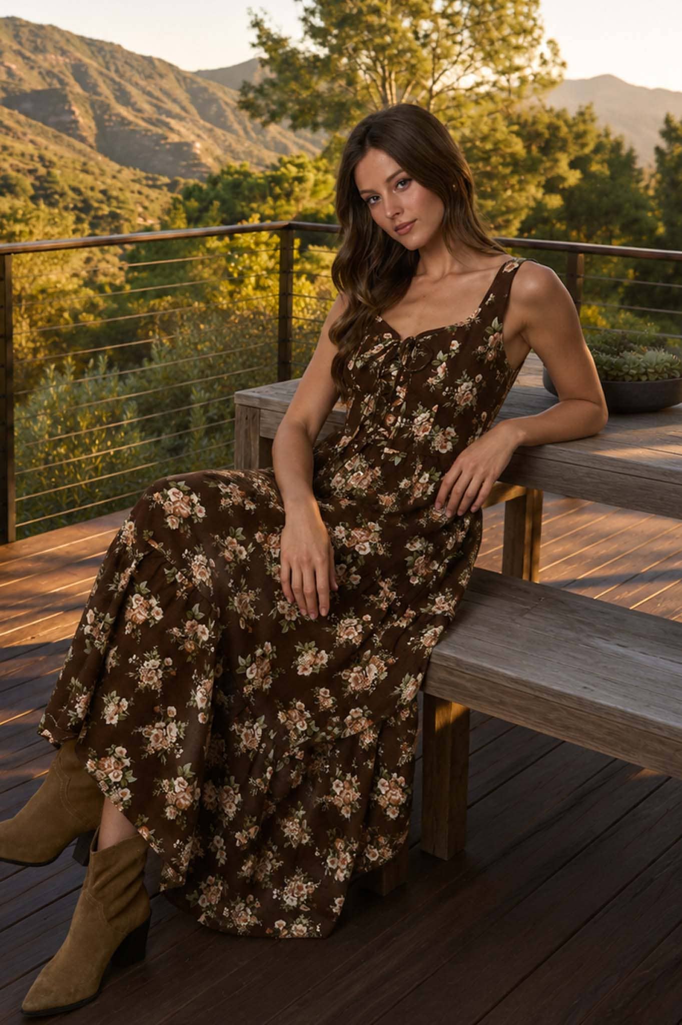 Floral Sleeveless Midi Dress