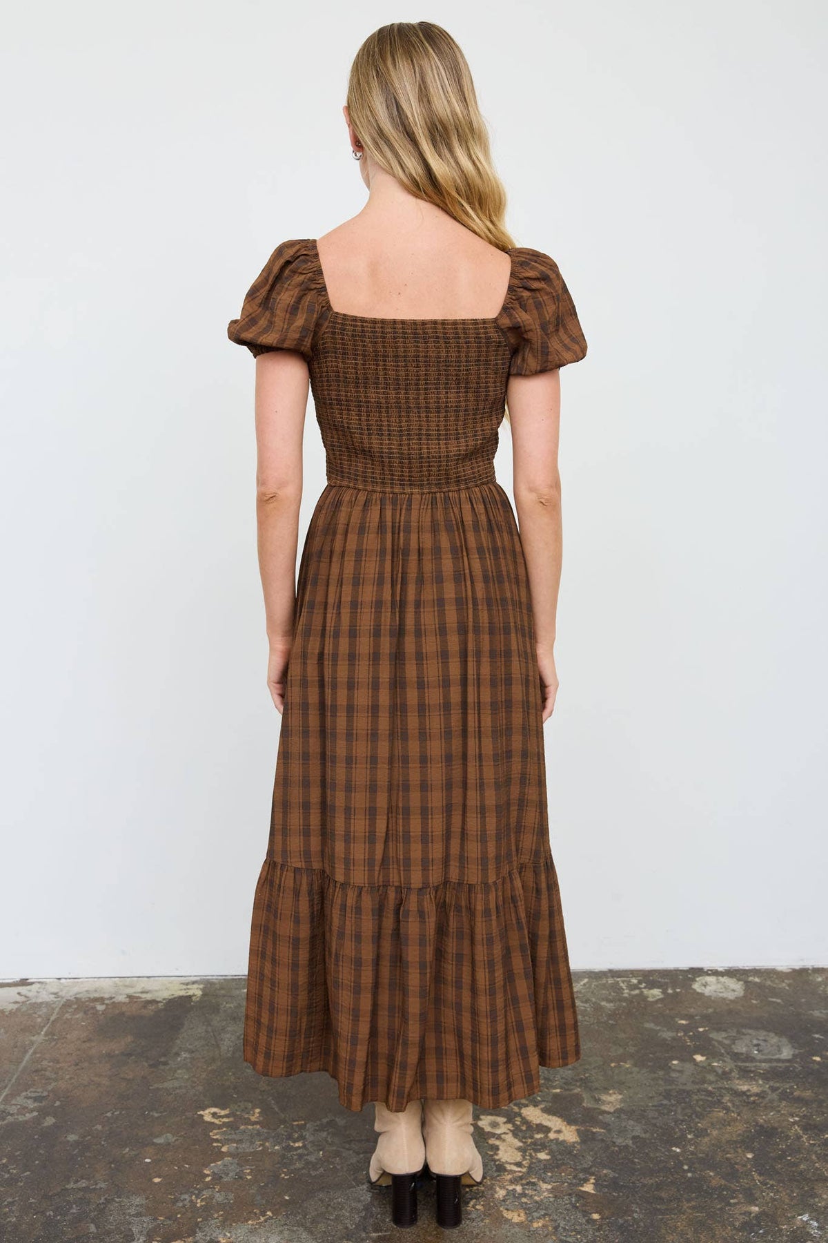 Puff Sleeve Midi Dress