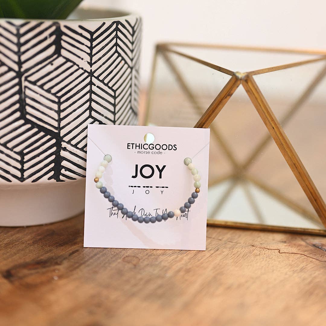 Morse Code Bracelet | JOY: Niagra & Light Green
