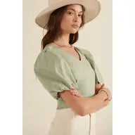 Balloon Sleeve Crop Peasant Top