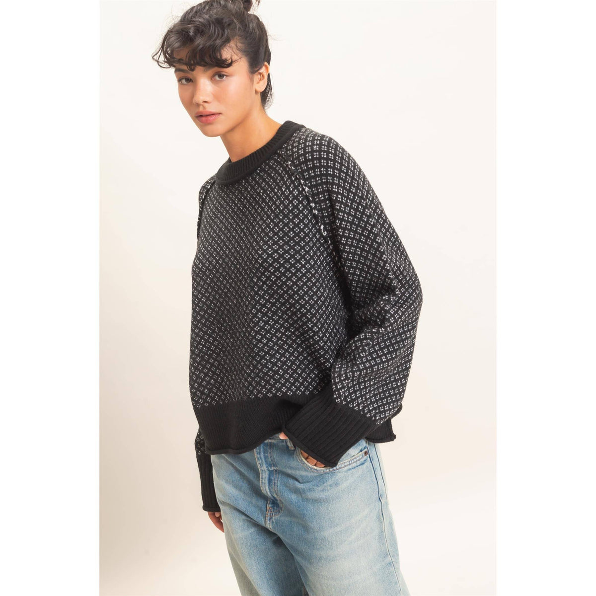 Patterned Sweater -Black