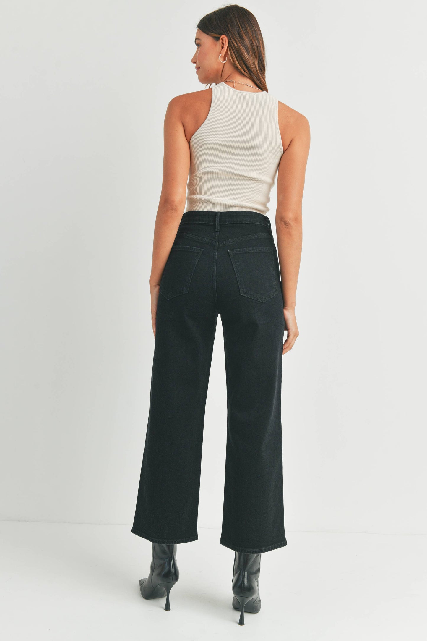 Black Cargo Pocket Wide Leg Jeans