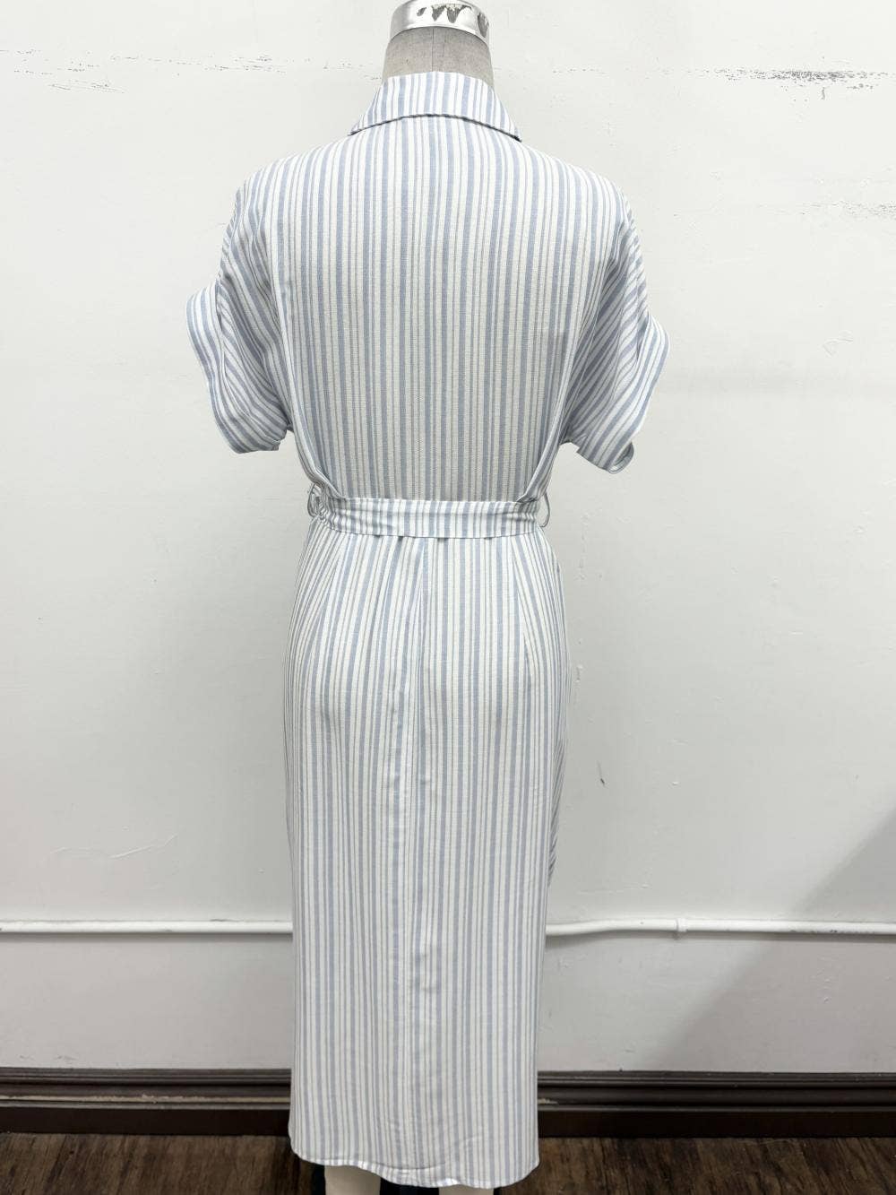 Striped Button-Down Shirt Dress