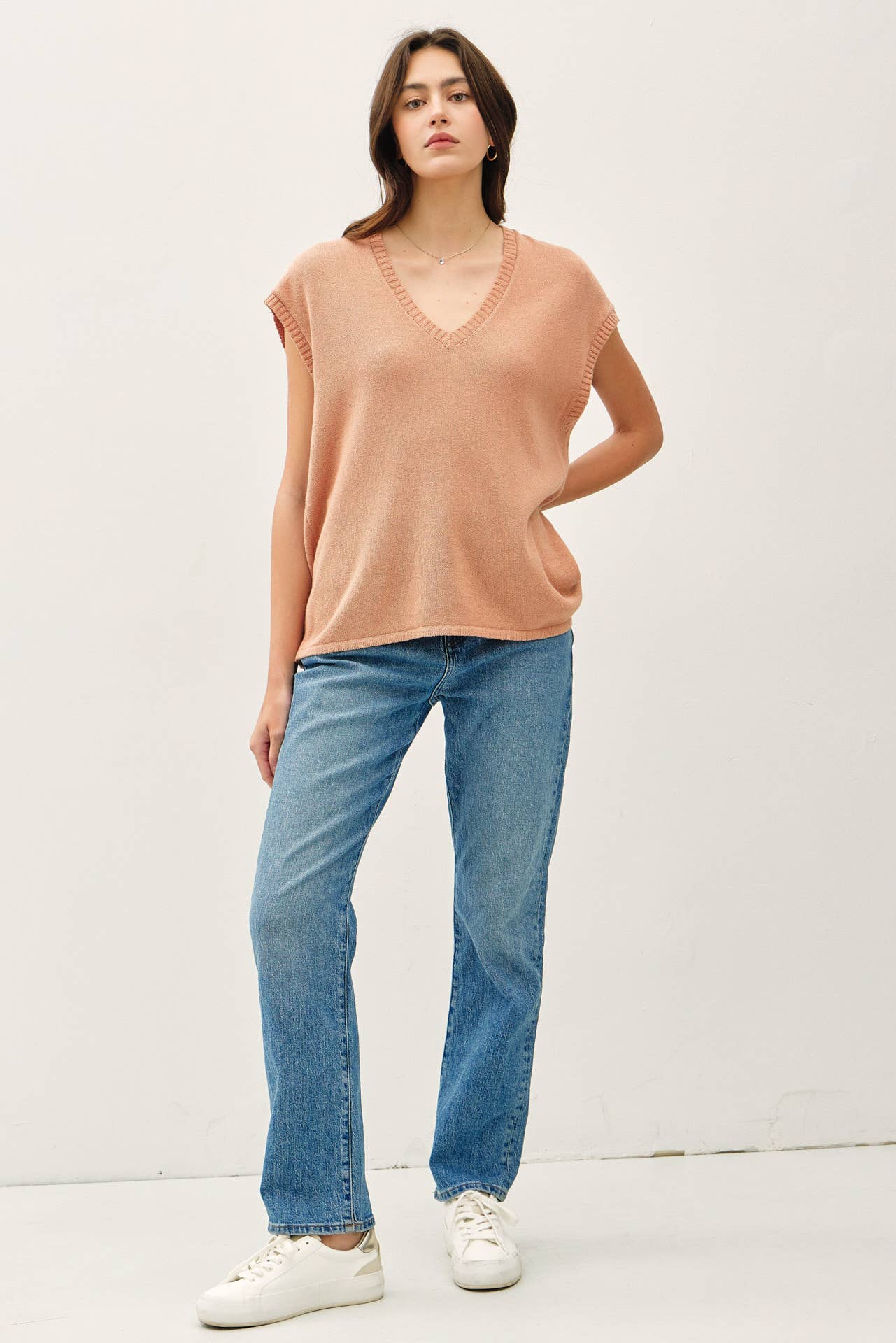 Linen Blended, Cap Sleeve Tee
