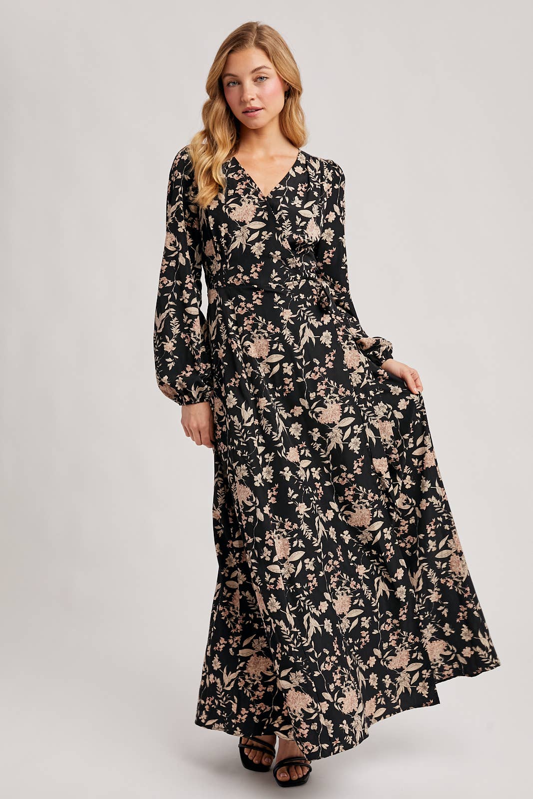 Wrap Maxi Dress w/ Floral Print