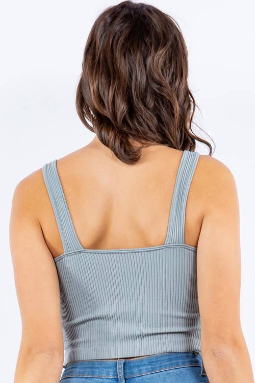 Ribbed Tank Crop Top: Mink -One Size