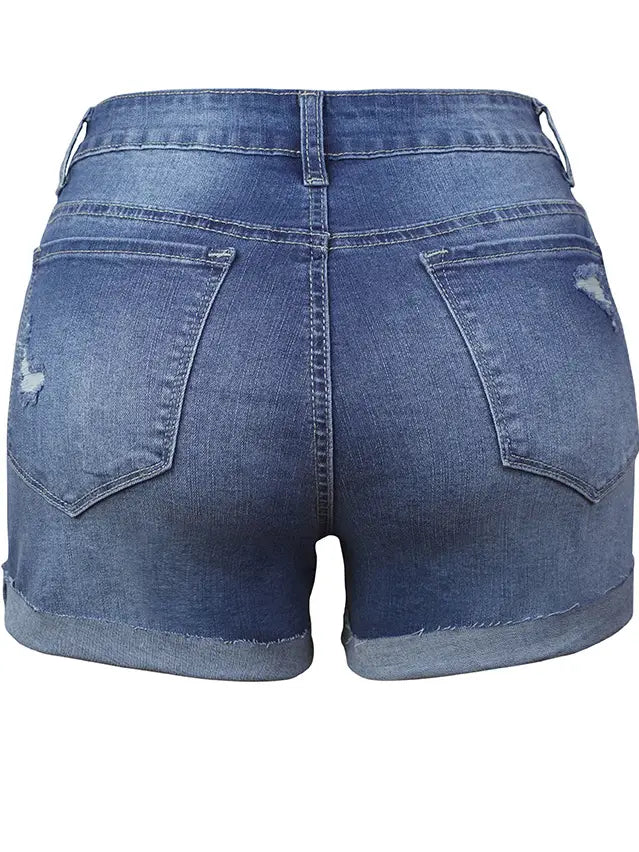 Distressed Button-fly Jeans Shorts