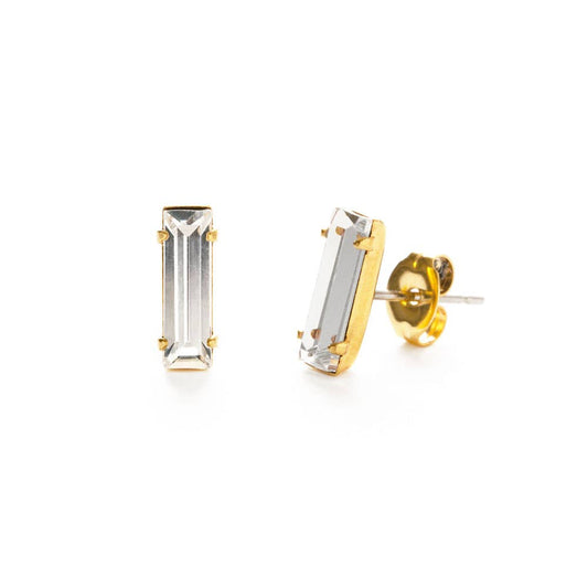 Baguette Stud Earrings - Clear Crystal