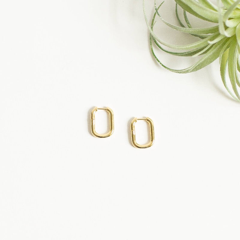 Oval Huggie Earring - Gold