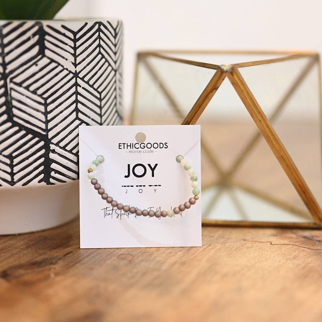 Morse Code Bracelet | JOY: Niagra & Light Green