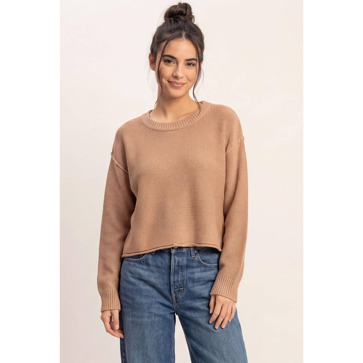 Seam Detail Oversized Sweater - Taupe