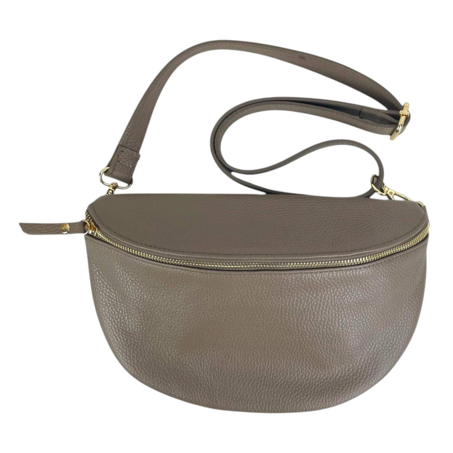Large Italian Leather Crossbody - Coffee