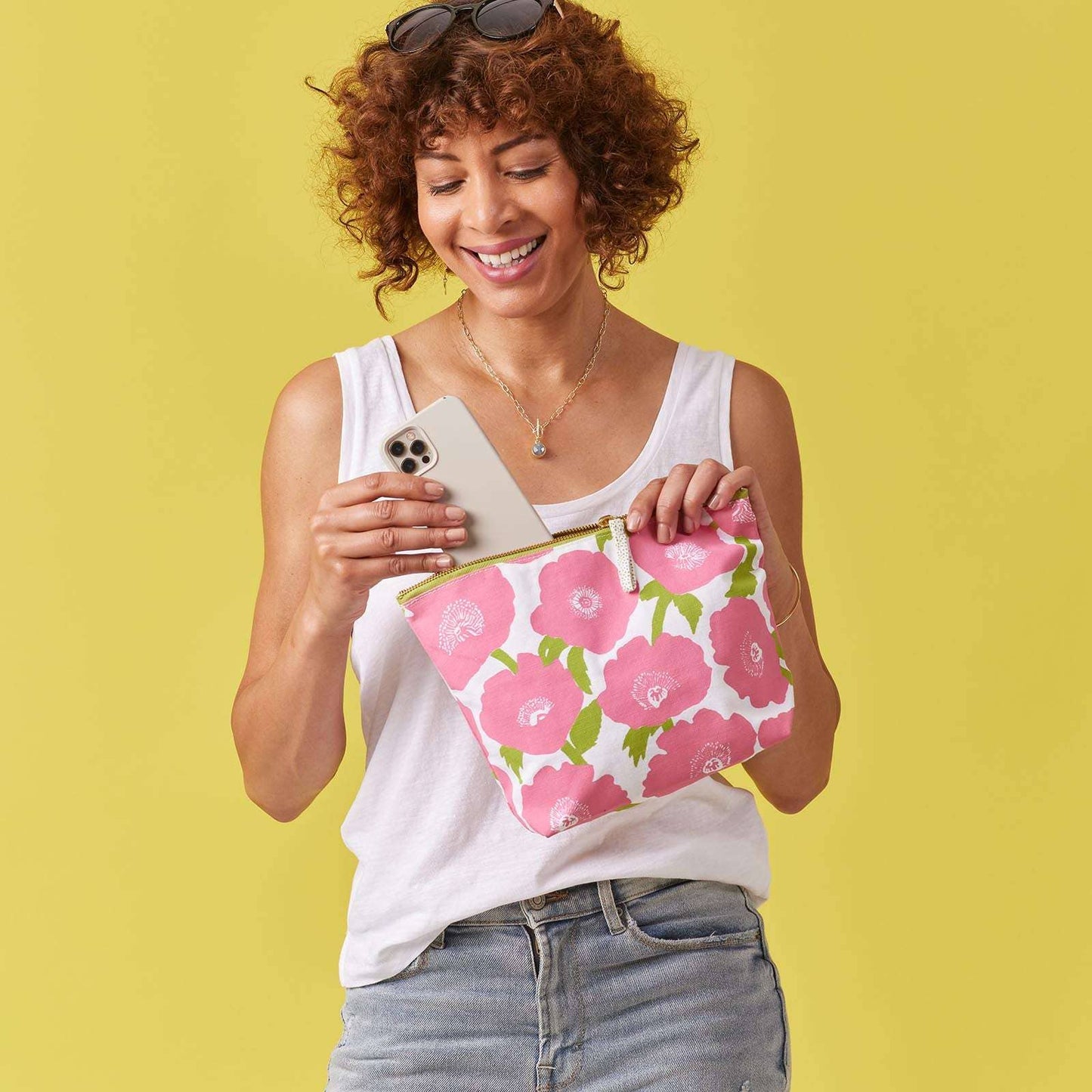 Pink Poppies Pouch, Large