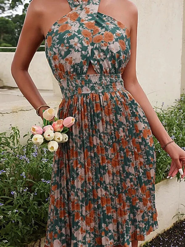 Halter Neck Floral Dress