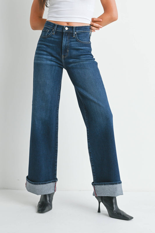 Cuffed Palazzo- Dk Blue