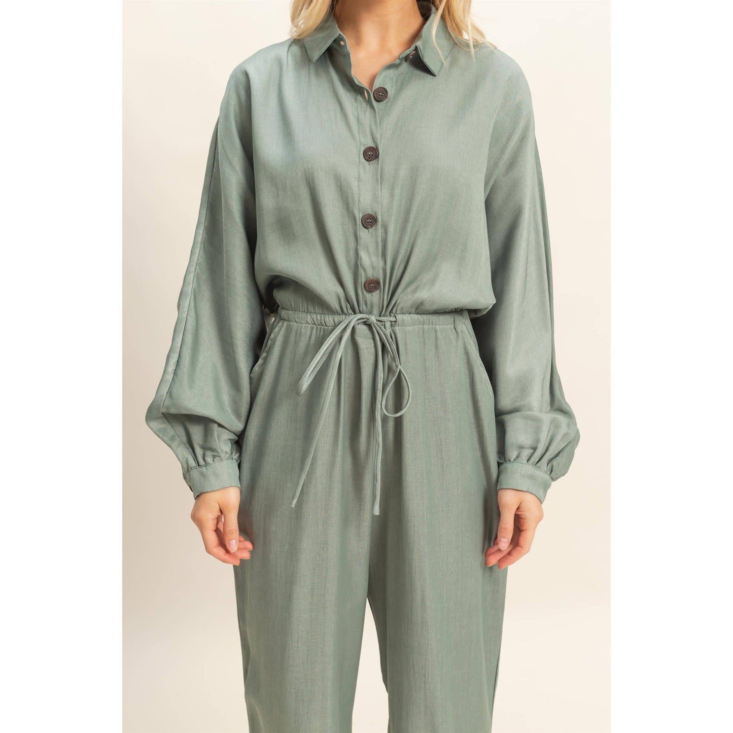 Long Sleeve Jumpsuit - Olive