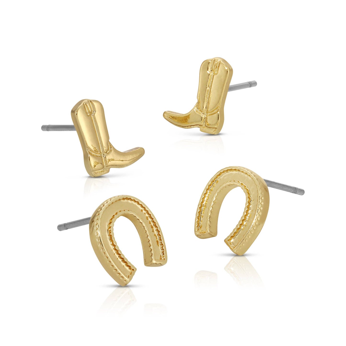 Earring Set - 2 pr - Boots + Horseshoe