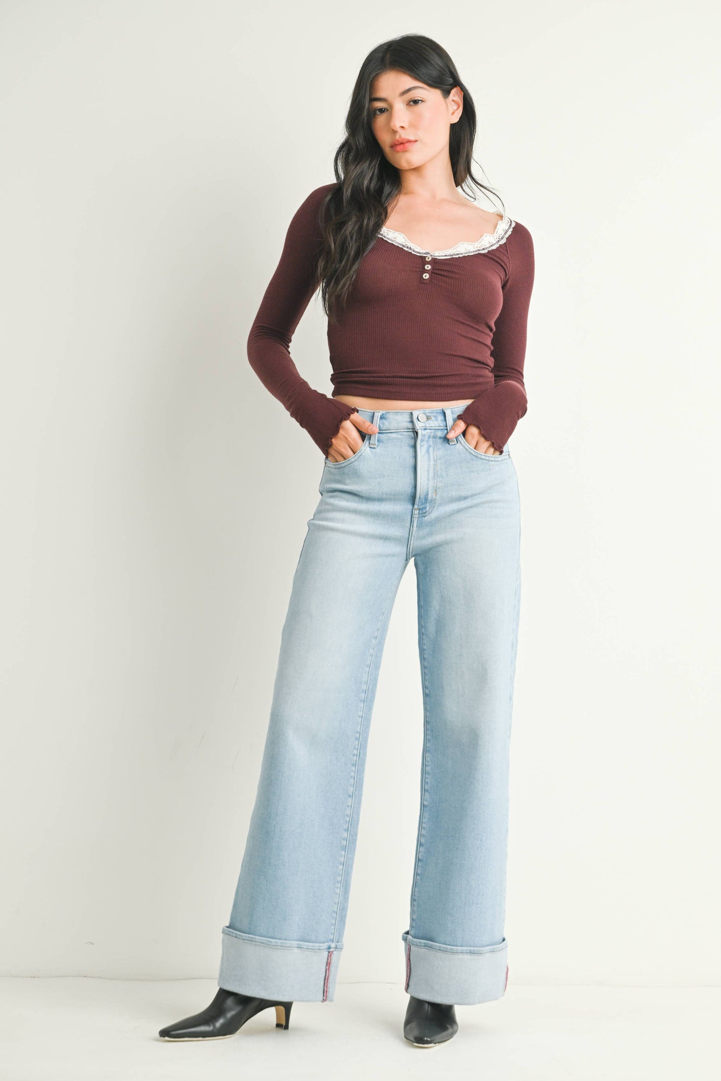 Cuffed Palazzo Jeans