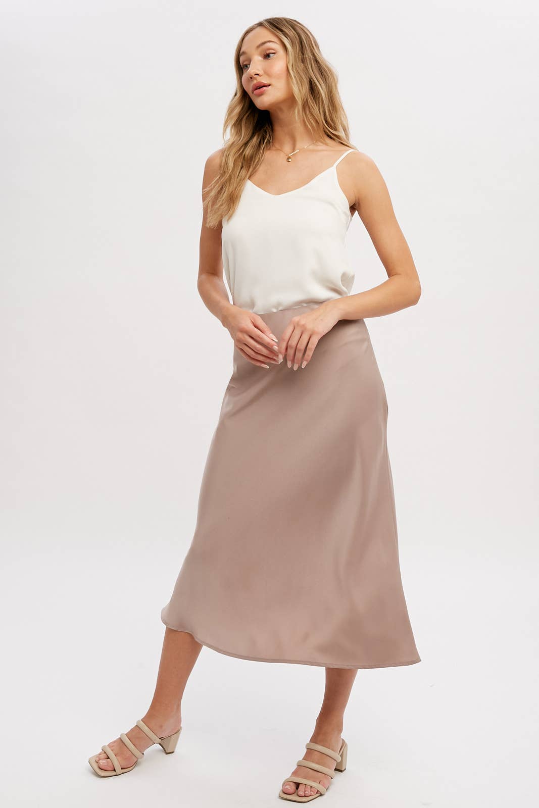 Satin Midi Shirt - Mushroom