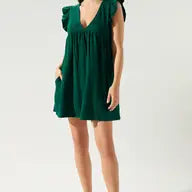 Babydoll Cotton Knit Romper- Emerald