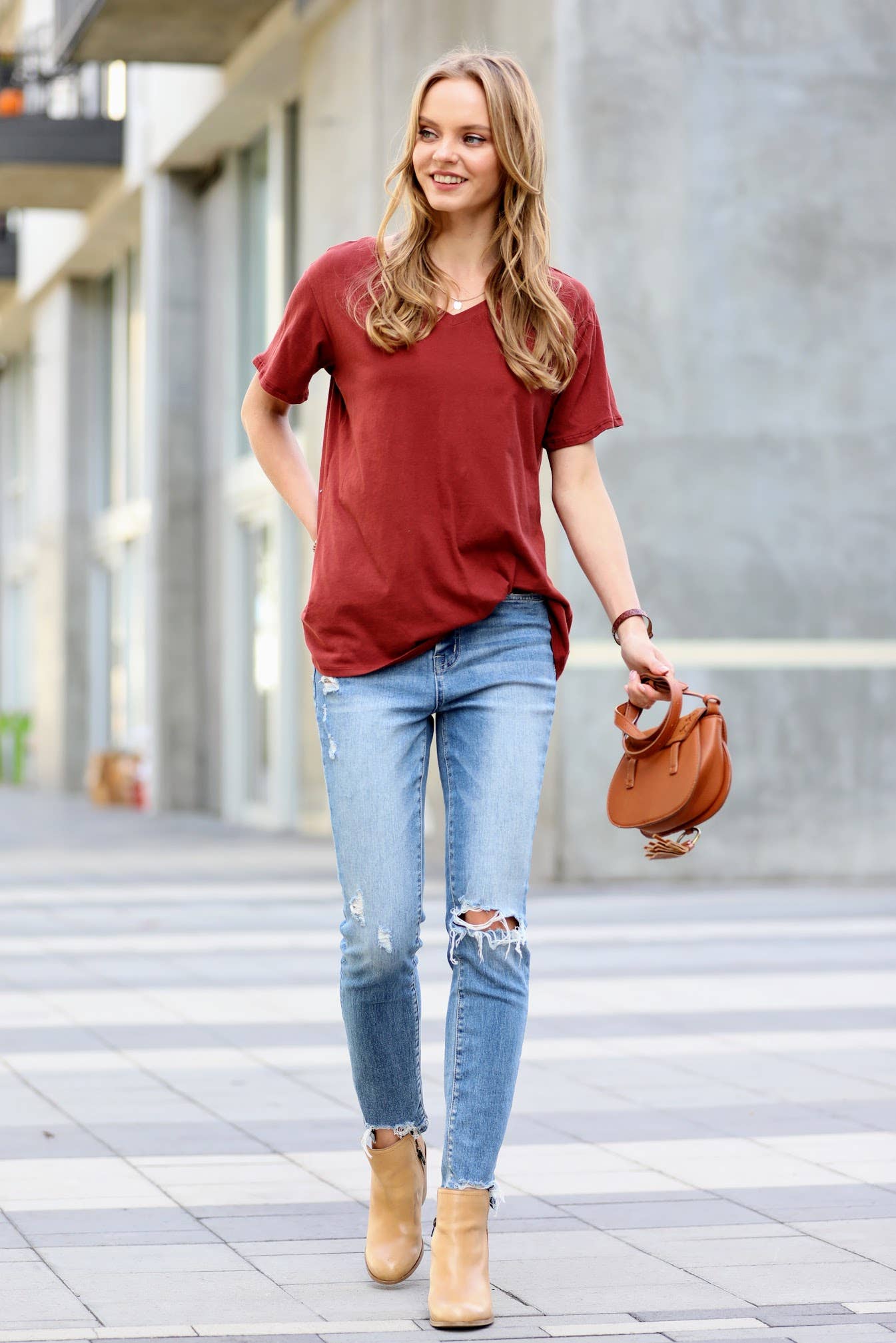 Cotton Boyfriend V Neck Tee