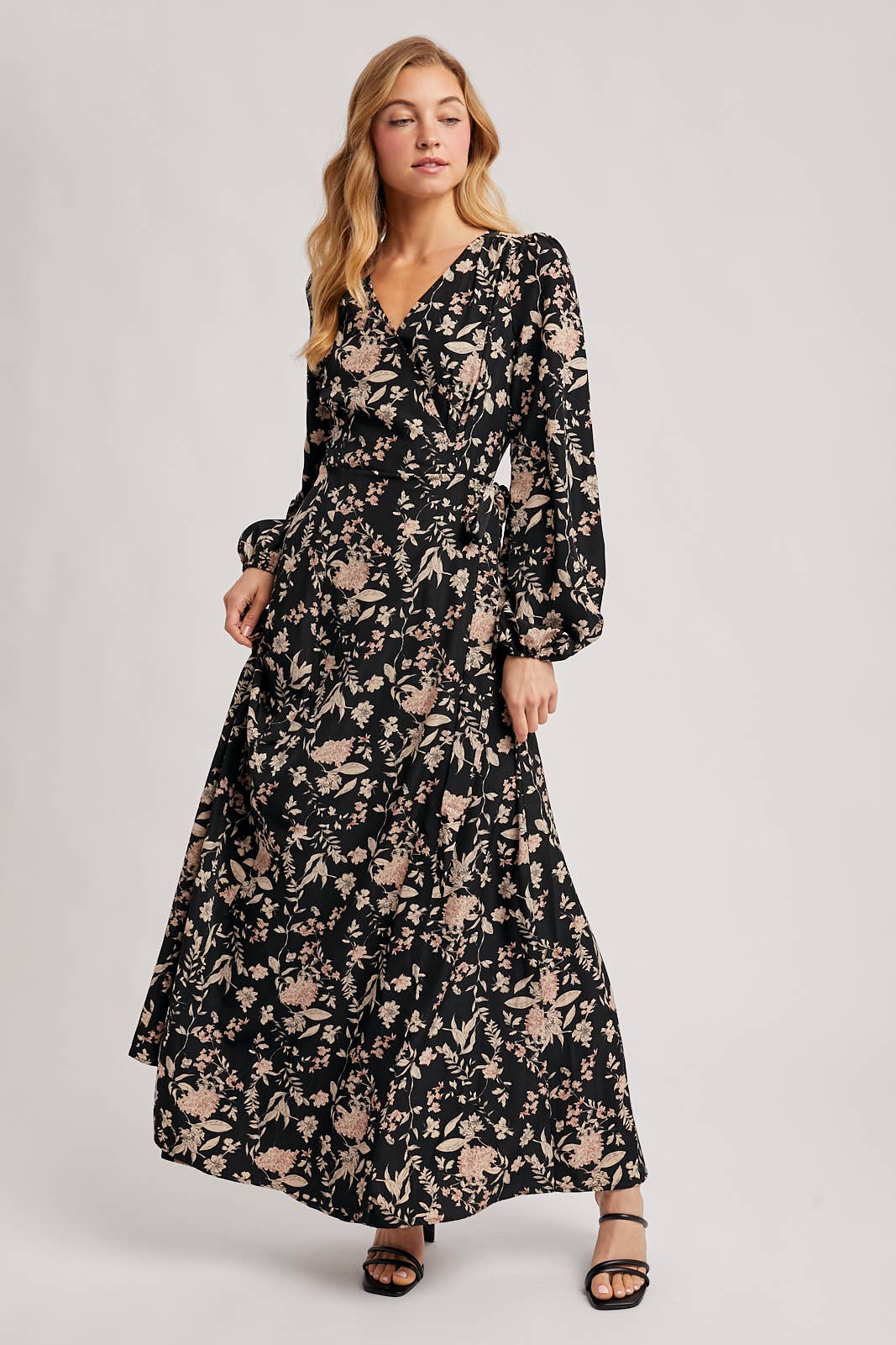 Wrap Maxi Dress w/ Floral Print
