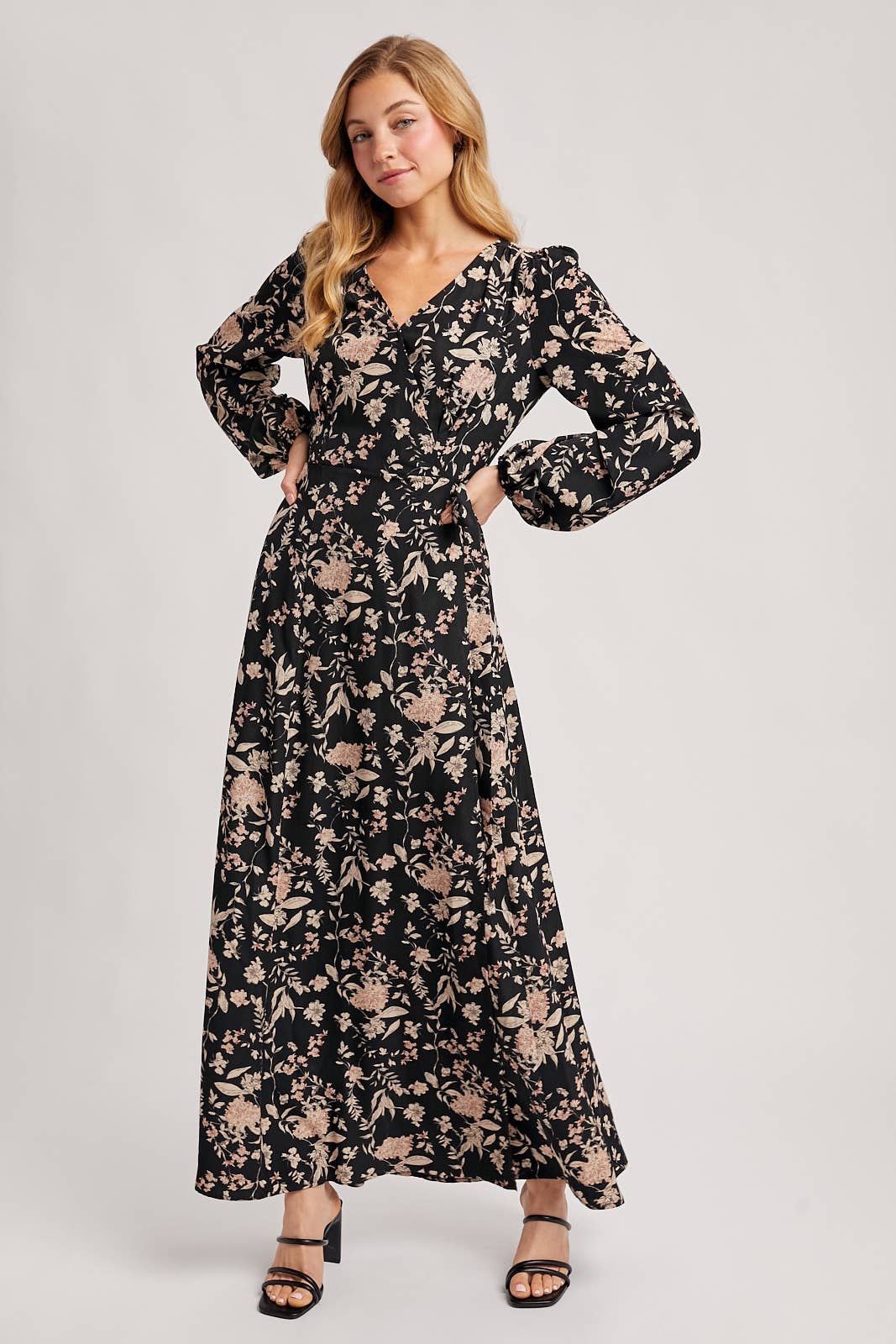 Wrap Maxi Dress w/ Floral Print