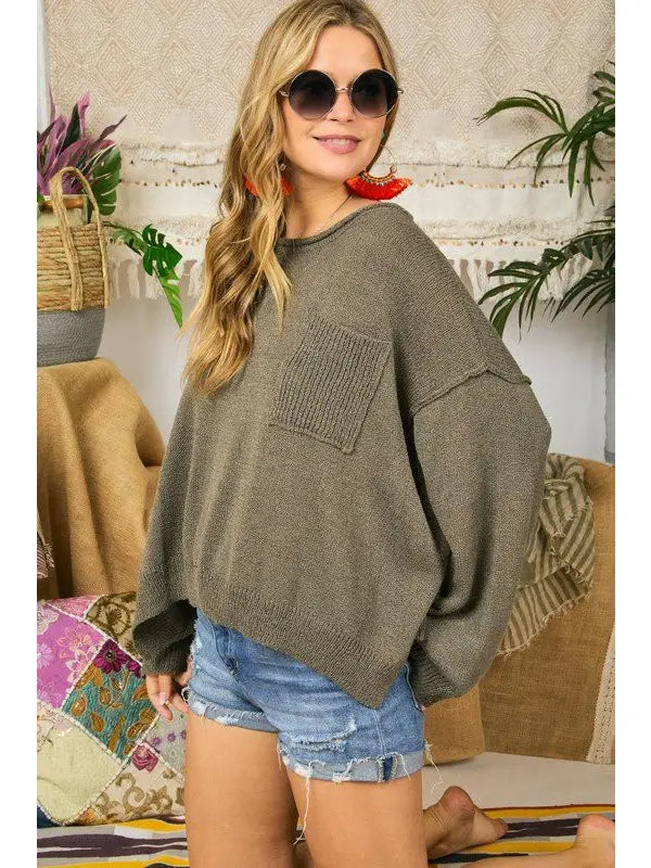 Loose Fit Sweater - New Olive