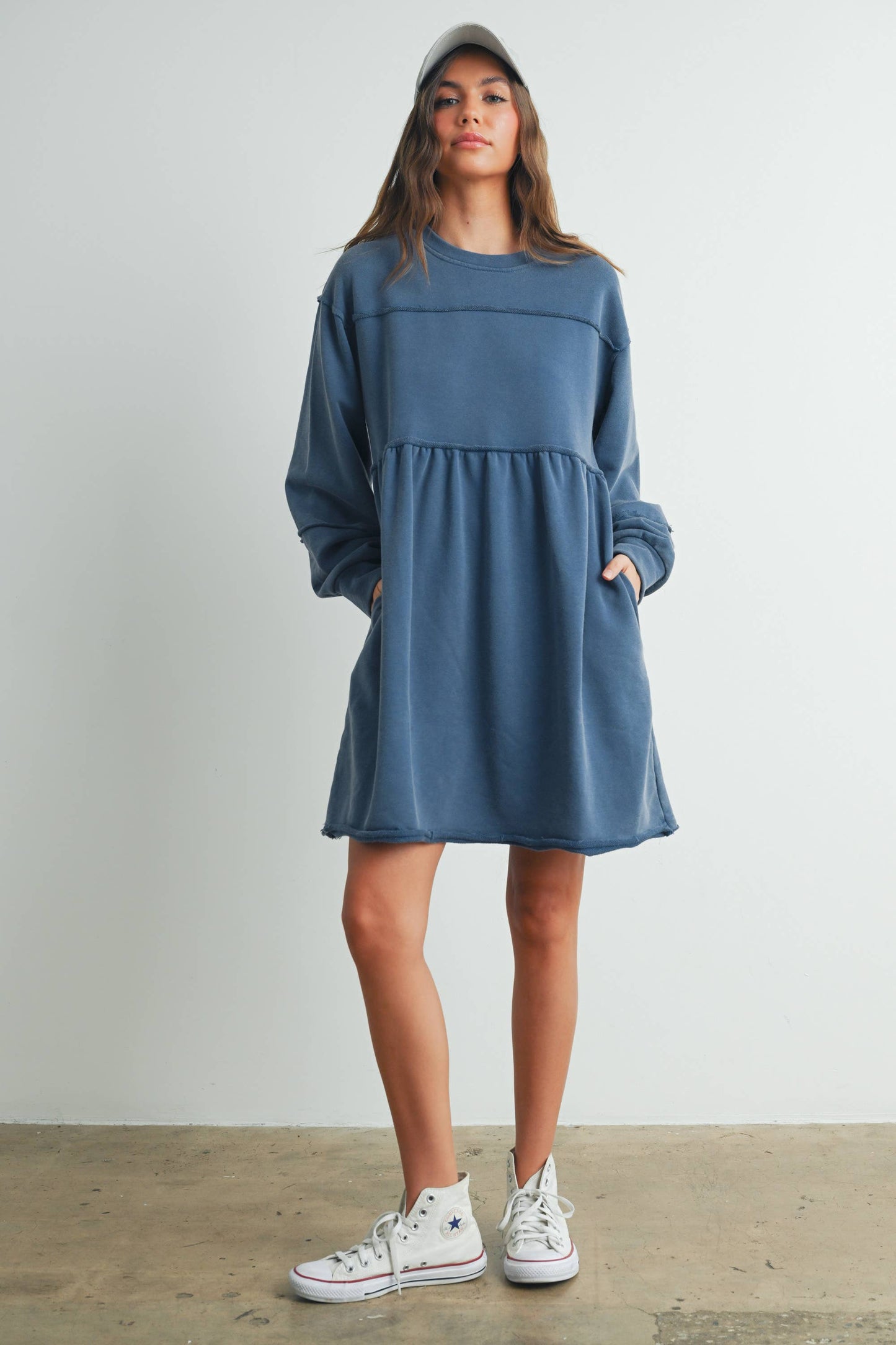 Full Sleeve Mini Dress - Navy