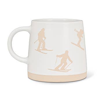 Wide Base Mug with Skiers