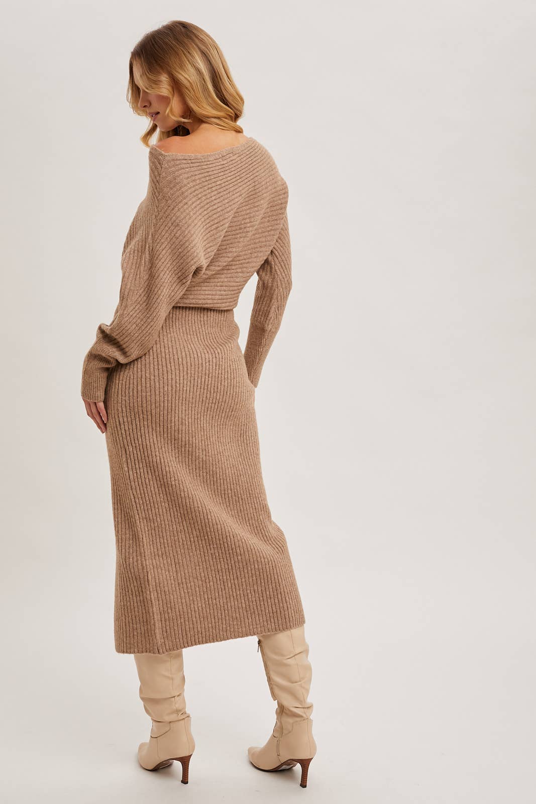 Off Shoulder Midi Sweater Dress